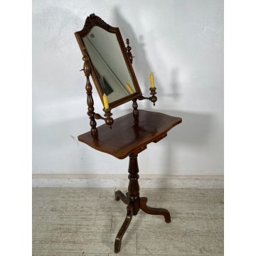 ANTICA TOILETTE LUIGI FILIPPO LEGNO FAGGIO TORNITA PSICHE SPECCHIO TAVOLINO LUMI