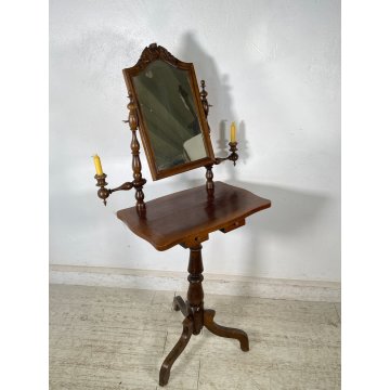 ANTICA TOILETTE LUIGI FILIPPO LEGNO FAGGIO TORNITA PSICHE SPECCHIO TAVOLINO LUMI