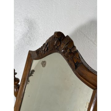 ANTICA TOILETTE LUIGI FILIPPO LEGNO FAGGIO TORNITA PSICHE SPECCHIO TAVOLINO LUMI