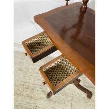 ANTICA TOILETTE LUIGI FILIPPO LEGNO FAGGIO TORNITA PSICHE SPECCHIO TAVOLINO LUMI