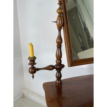 ANTICA TOILETTE LUIGI FILIPPO LEGNO FAGGIO TORNITA PSICHE SPECCHIO TAVOLINO LUMI