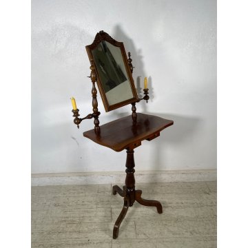 ANTICA TOILETTE LUIGI FILIPPO LEGNO FAGGIO TORNITA PSICHE SPECCHIO TAVOLINO LUMI