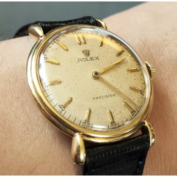 ROLEX Precision OROLOGIO POLSO oro 18k ANSE a RAGNO anni 40 Vintage Wrist Watch