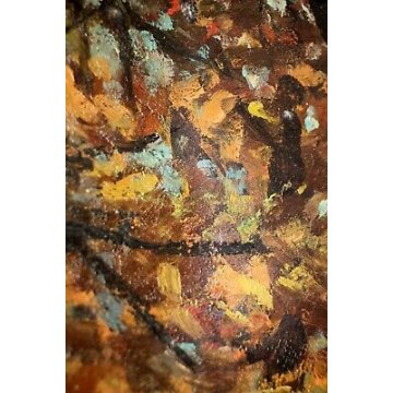 ANTICO QUADRO Giovanni Bossone PAESAGGIO MONTANO LARICI CONTROLUCE RUSCELLO '900