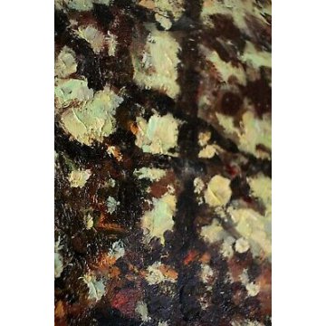 ANTICO QUADRO Giovanni Bossone PAESAGGIO MONTANO LARICI CONTROLUCE RUSCELLO '900