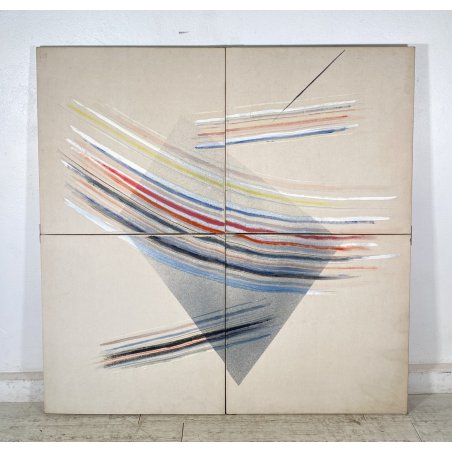 GRANDE QUADRO ASTRATTO Vittore Frattini ANNI 1988 DESIGN TECNICA MISTA VINTAGE