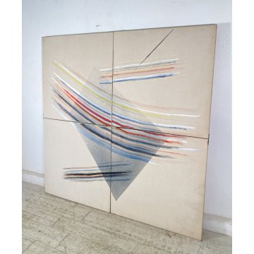 GRANDE QUADRO ASTRATTO Vittore Frattini ANNI 1988 DESIGN TECNICA MISTA VINTAGE