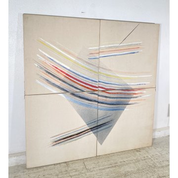GRANDE QUADRO ASTRATTO Vittore Frattini ANNI 1988 DESIGN TECNICA MISTA VINTAGE