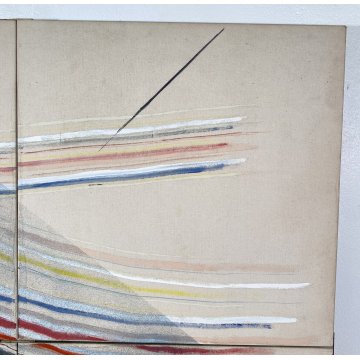 GRANDE QUADRO ASTRATTO Vittore Frattini ANNI 1988 DESIGN TECNICA MISTA VINTAGE