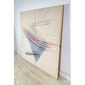 GRANDE QUADRO ASTRATTO Vittore Frattini ANNI 1988 DESIGN TECNICA MISTA VINTAGE