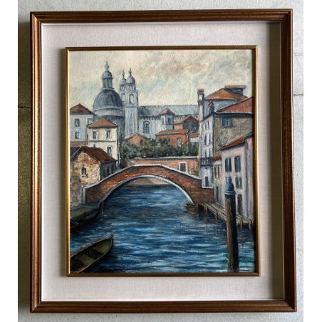 QUADRO DIPINTO OLIO C. Borrè VEDUTA VENEZIA SANTA MARIA DELLA SALUTE CANALE '79