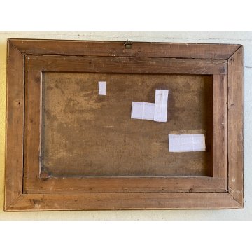 QUADRO DIPINTO OLIO TELA PAESAGGIO RURALE COLLINARE FIGURA STRADA RUSCELLO '800