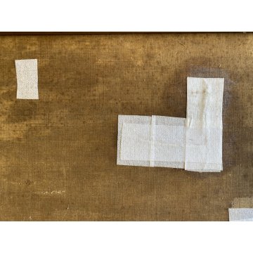 QUADRO DIPINTO OLIO TELA PAESAGGIO RURALE COLLINARE FIGURA STRADA RUSCELLO '800