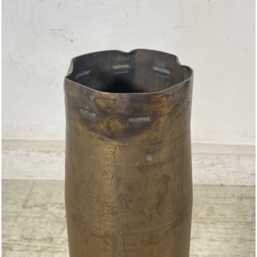 GRANDE VASO OTTONE BOSSOLO PROIETTILE 1979 ARTIGLIERIA GUERRA VASE MISSILE EPOCA