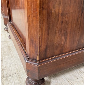 ANTICA COPPIA COMODINO STILE CARLO X LEGNO NOCE FINE 1800 CASSETTO ANTA