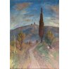 GRANDE QUADRO DIPINTO OLIO TELA Dante Montanari PAESAGGIO COLLINARE 91 x 118 cm