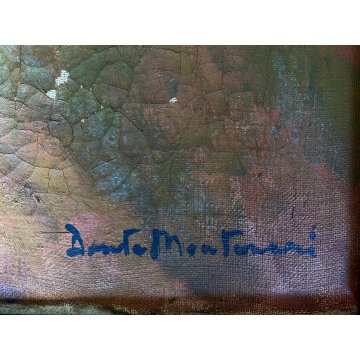 GRANDE QUADRO DIPINTO OLIO TELA Dante Montanari PAESAGGIO COLLINARE 91 x 118 cm
