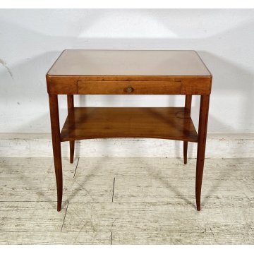 TAVOLINO SALOTTO DESIGN ANNI 7O LEGNO VETRO SMALL TABLE SCRITTOIO CASSETTO