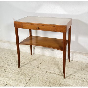 TAVOLINO SALOTTO DESIGN ANNI 7O LEGNO VETRO SMALL TABLE SCRITTOIO CASSETTO