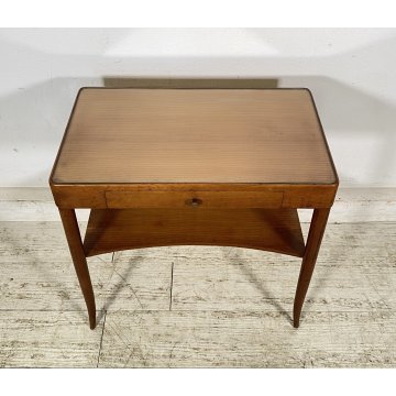 TAVOLINO SALOTTO DESIGN ANNI 7O LEGNO VETRO SMALL TABLE SCRITTOIO CASSETTO