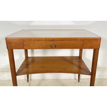 TAVOLINO SALOTTO DESIGN ANNI 7O LEGNO VETRO SMALL TABLE SCRITTOIO CASSETTO