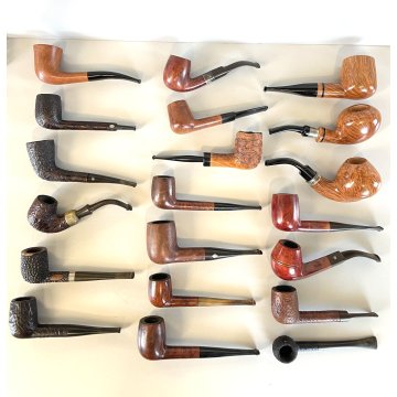 LOTTO 20 PIPE VINTAGE LEGNO ARGENTO SMOKING FUMO PFEIFE PIPA SAVINELLI LA FIAMMA