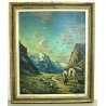 ANTICO QUADRO Giovanni Bossone PAESAGGIO MONTANO VEDUTA ALTA VALLE ANZASCA  '900