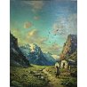 ANTICO QUADRO Giovanni Bossone PAESAGGIO MONTANO VEDUTA ALTA VALLE ANZASCA  '900