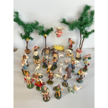 ANTICO LOTTO RELIGIOSO STATUINE PRESEPE 42 PZ C.C MILANO CONFALONIERI GESSO OLD