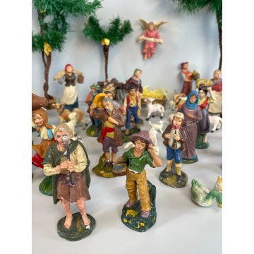 ANTICO LOTTO RELIGIOSO STATUINE PRESEPE 42 PZ C.C MILANO CONFALONIERI GESSO OLD