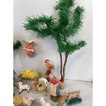ANTICO LOTTO RELIGIOSO STATUINE PRESEPE 42 PZ C.C MILANO CONFALONIERI GESSO OLD