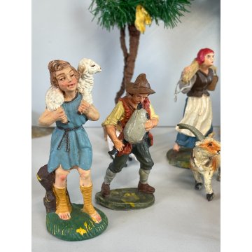ANTICO LOTTO RELIGIOSO STATUINE PRESEPE 42 PZ C.C MILANO CONFALONIERI GESSO OLD