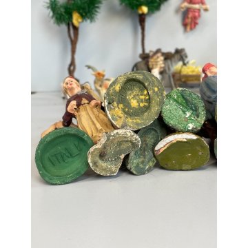 ANTICO LOTTO RELIGIOSO STATUINE PRESEPE 42 PZ C.C MILANO CONFALONIERI GESSO OLD