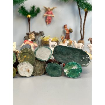 ANTICO LOTTO RELIGIOSO STATUINE PRESEPE 42 PZ C.C MILANO CONFALONIERI GESSO OLD