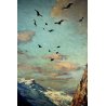 ANTICO QUADRO Giovanni Bossone PAESAGGIO MONTANO VEDUTA ALTA VALLE ANZASCA  '900