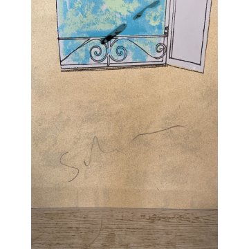 STAMPA MULTIPLO MARIO SCHIFANO "FINESTRA" ARTE CONTEMPORANEA QUADRO EPOCA 1970
