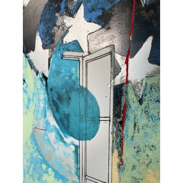 STAMPA MULTIPLO MARIO SCHIFANO "FINESTRA" ARTE CONTEMPORANEA QUADRO EPOCA 1970
