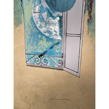STAMPA MULTIPLO MARIO SCHIFANO "FINESTRA" ARTE CONTEMPORANEA QUADRO EPOCA 1970