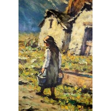 ANTICO QUADRO Giovanni Bossone PAESAGGIO MONTANO VEDUTA ALTA VALLE ANZASCA  '900