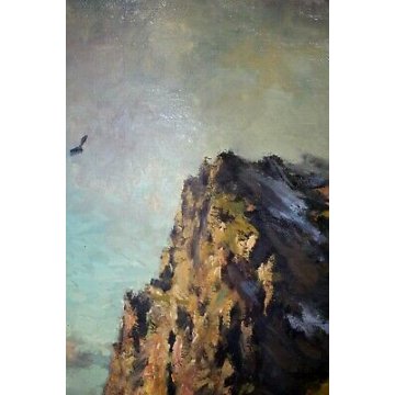 ANTICO QUADRO Giovanni Bossone PAESAGGIO MONTANO VEDUTA ALTA VALLE ANZASCA  '900