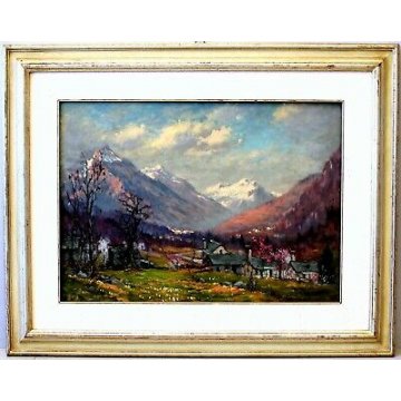 ANTICO QUADRO Rino Stringara PAESAGGIO MONTANO MASERA CISTELLA FORMAZZA '900 
