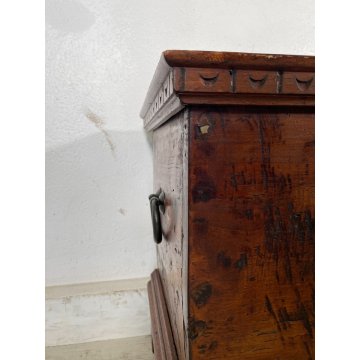 ANTICA CASSAPANCA INTARSIATA LEGNO ABETE EPOCA 1800 PIEMONTESE BAULE MANIGLIE