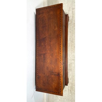ANTICA CASSAPANCA INTARSIATA LEGNO ABETE EPOCA 1800 PIEMONTESE BAULE MANIGLIE