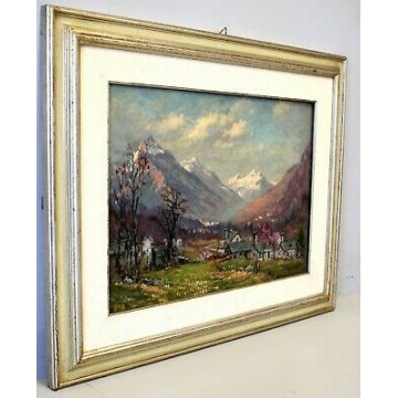 ANTICO QUADRO Rino Stringara PAESAGGIO MONTANO MASERA CISTELLA FORMAZZA '900 
