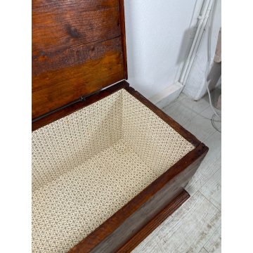 ANTICA CASSAPANCA INTARSIATA LEGNO ABETE EPOCA 1800 PIEMONTESE BAULE MANIGLIE