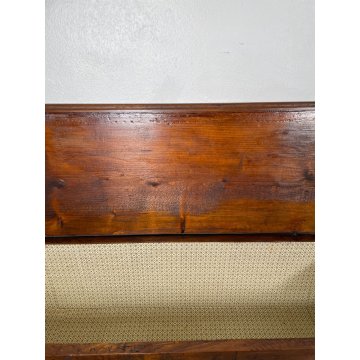 ANTICA CASSAPANCA INTARSIATA LEGNO ABETE EPOCA 1800 PIEMONTESE BAULE MANIGLIE