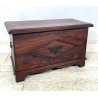 ANTICA PICCOLA CASSAPANCA legno PIOPPO 58 cm epoca 1900 OLD WOOD CHEST FORMELLA