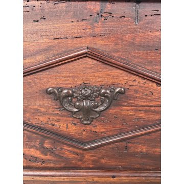 ANTICA PICCOLA CASSAPANCA legno PIOPPO 58 cm epoca 1900 OLD WOOD CHEST FORMELLA