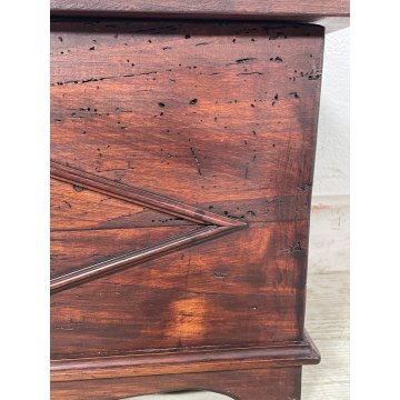 ANTICA PICCOLA CASSAPANCA legno PIOPPO 58 cm epoca 1900 OLD WOOD CHEST FORMELLA