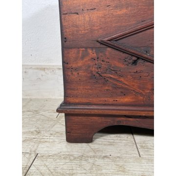 ANTICA PICCOLA CASSAPANCA legno PIOPPO 58 cm epoca 1900 OLD WOOD CHEST FORMELLA